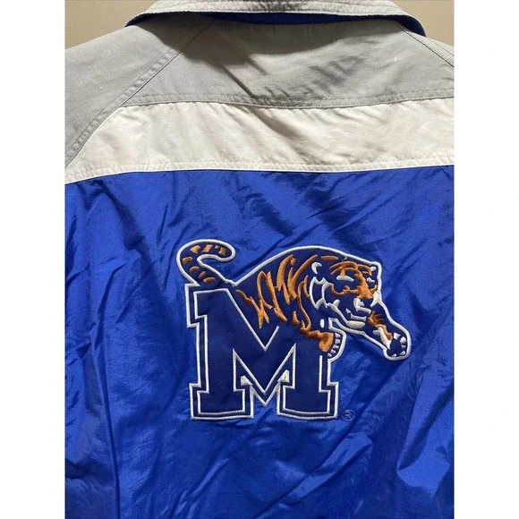 Univ Memphis Tigers Windbreaker Jacket Lined Full Zip Vintage Retro Pro Player L